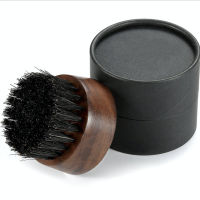 New wooden round beard brush wholesale wood men's boar hair bristle custom beard brush small