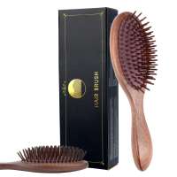 Custom Black Walnut Wood Handle Beech Bristle Anti Static Hair Brush wooden hair brush