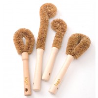 Natural Coconut Palm Pot Brush A Wooden Handle Hang Rope Kitchen Pans Dishes Cleaning Brushes Dish Brush