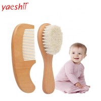 Yaeshii 2019 head scalp wool hair baby brush and comb set wooden baby hair brush