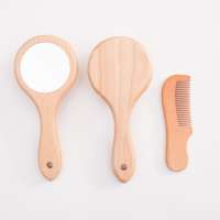 eco friendly baby products personalized wooden bamboo baby hair brush and comb set with mirror