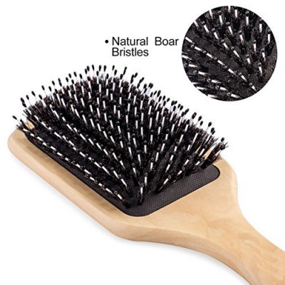 Hair Brush, Boar Bristle Hair Brush - Natural Wooden Bamboo Handle Best for Styling, Straightening