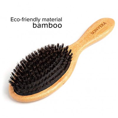 Bamboo handle natural boar bristle hair brush,boar bristle brush hair,360 wave hair brush