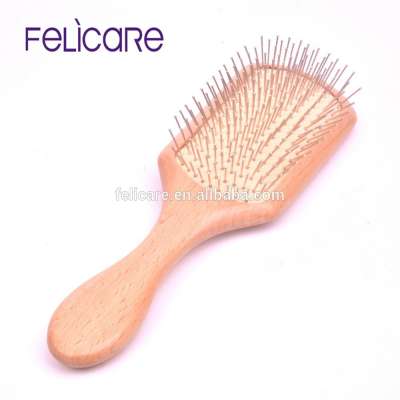 Beech Stainless steel Paddle Cushion massage hair massager brush comb