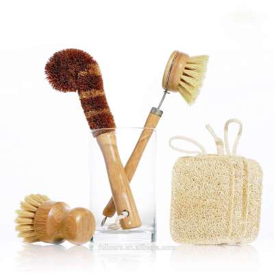 Kitchen Brush Set All Natural Fibre Wooden floor Dish Bottle Pot Brush Sisal cleaning Brush