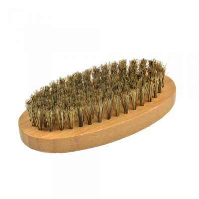 Natural color Compact bamboo boar bristle beard brush